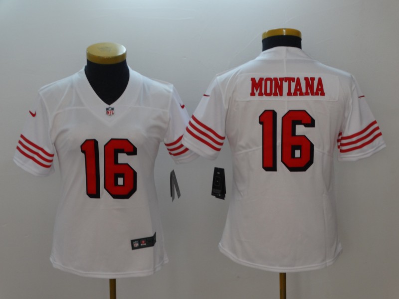 Women San Francisco 49ers 16 Montana White Color Rush Nike Vapor Untouchable Limited Playe NFL Jerseys